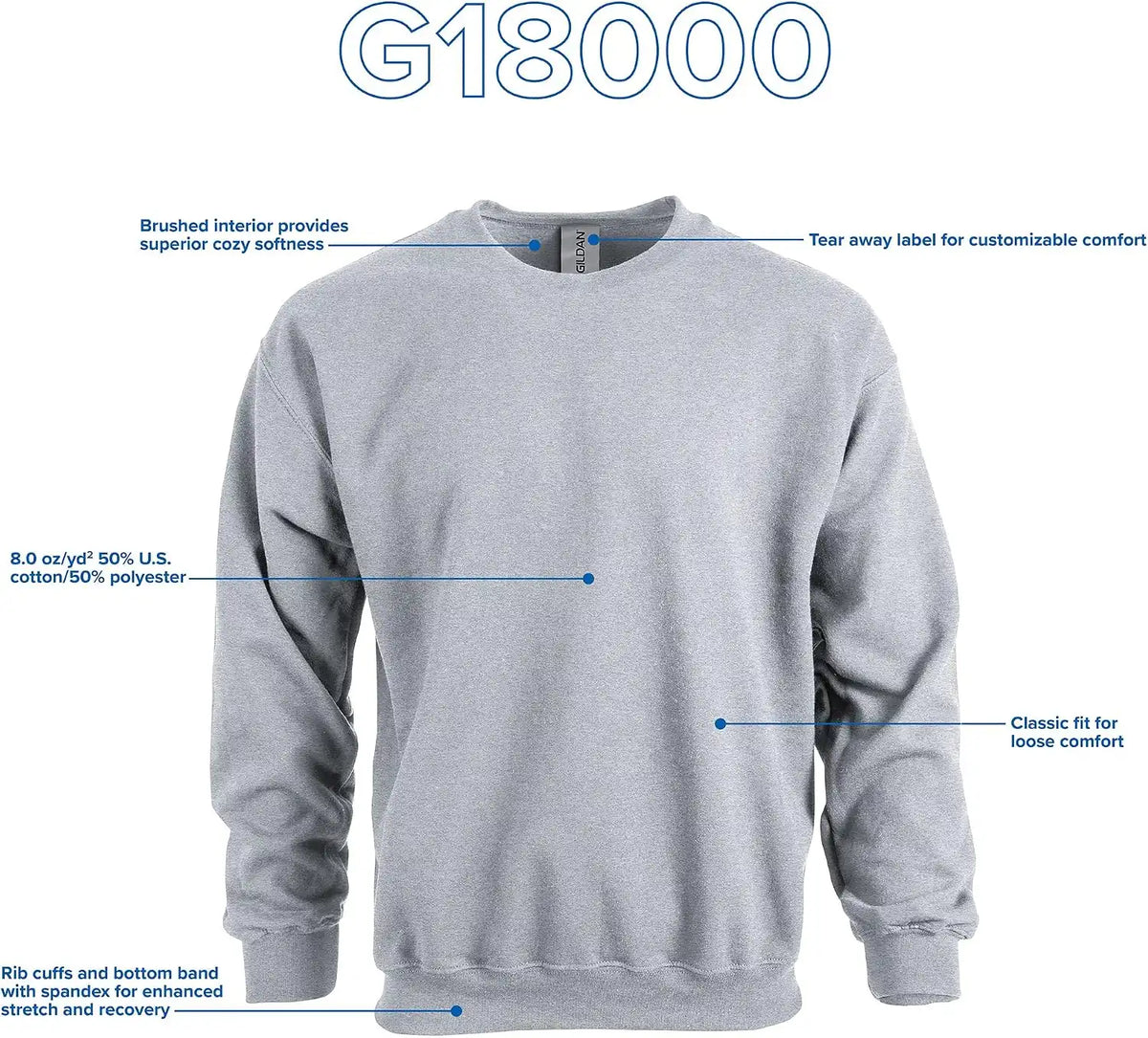 Underground Printing Unisex Adult Fleece Crewneck Sweatshirt, Style G18000, Multipack