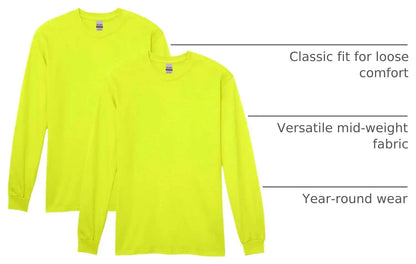 Gildan Adult Heavy Cotton Long Sleeve T-Shirt, Style G5400, 2-Pack