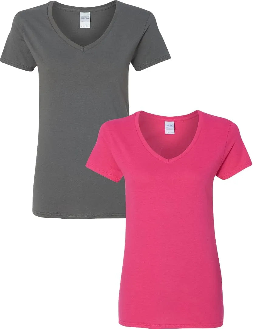 Gildan Women's Heavy Cotton V-Neck T-Shirt, 2-Pack
