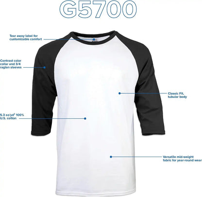 Gildan Men's Heavy Cotton 3/4 Raglan T-shirt, Style G5700, 2-pack
