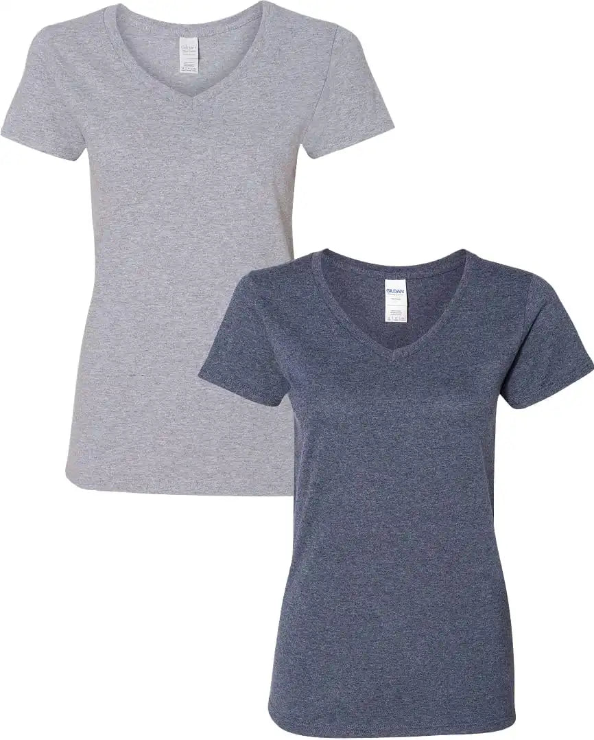 Gildan Women's Heavy Cotton V-Neck T-Shirt, 2-Pack