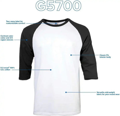 Gildan Men's Heavy Cotton 3/4 Raglan T-shirt, Style G5700, 2-pack