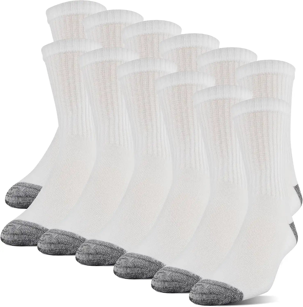 Gildan Men's Polyester Half Cushion Mid-Crew Socks, 12-pack