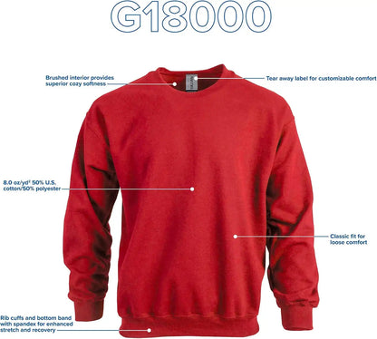 Gildan Unisex Adult Fleece Crewneck Sweatshirt, Style G18000, Multipack
