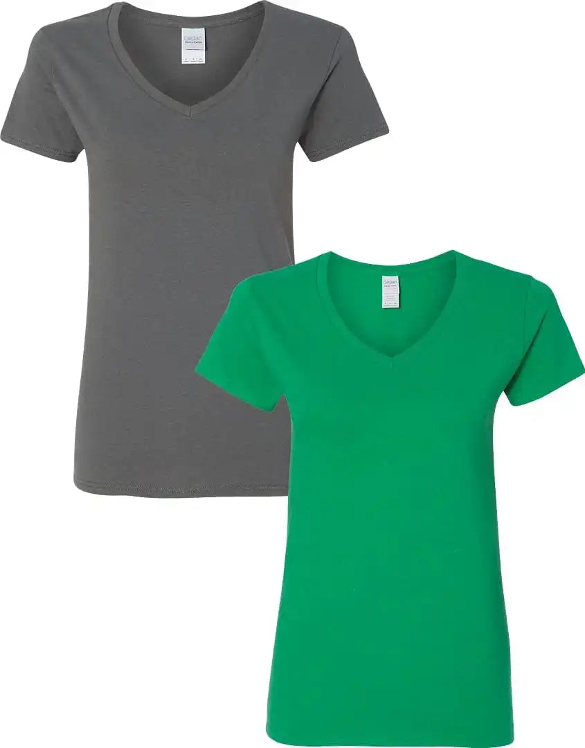 Gildan Women's Heavy Cotton V-Neck T-Shirt, 2-Pack