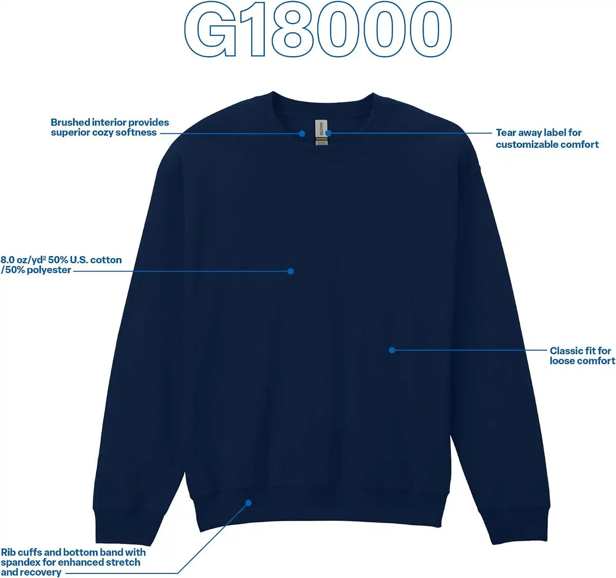 Gildan Unisex Adult Fleece Crewneck Sweatshirt, Style G18000, Multipack