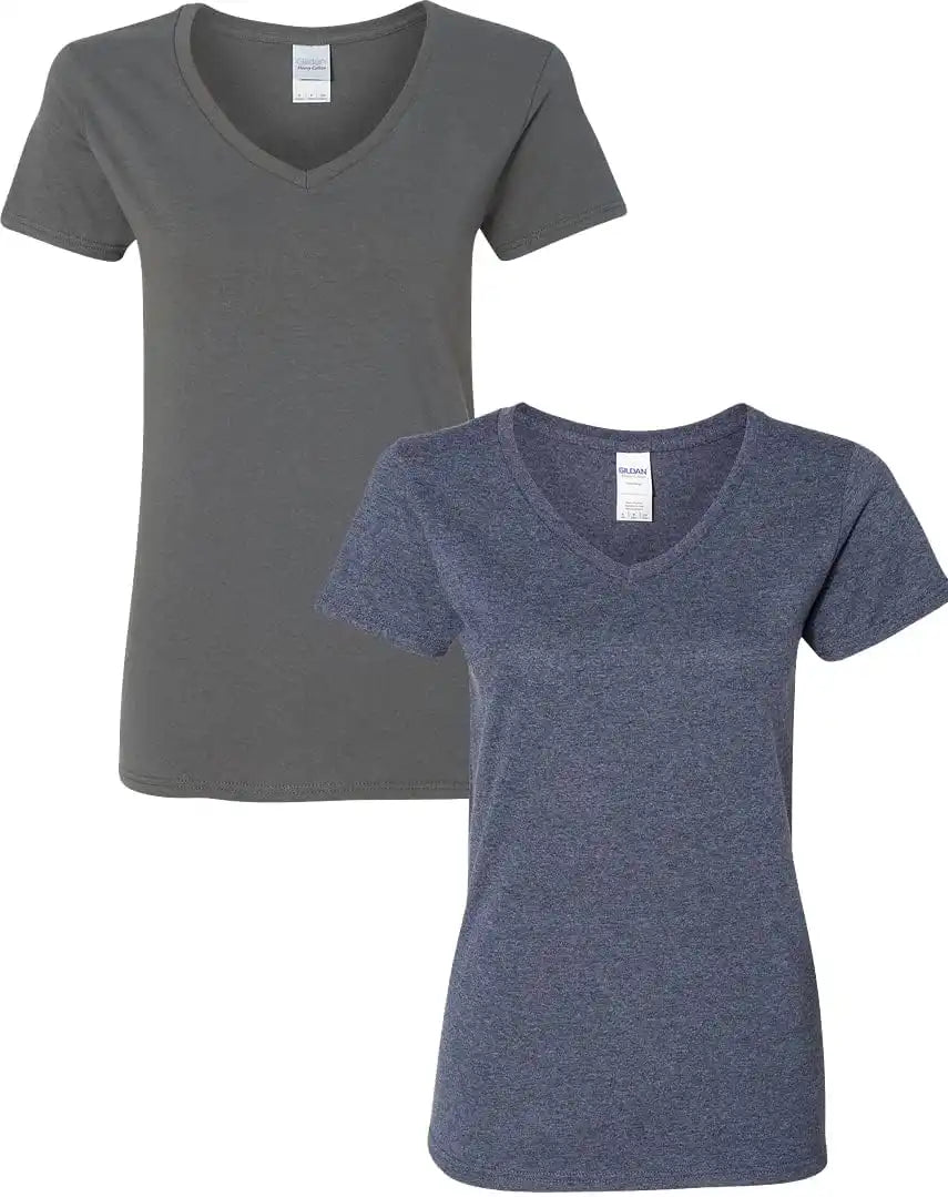 Gildan Women's Heavy Cotton V-Neck T-Shirt, 2-Pack