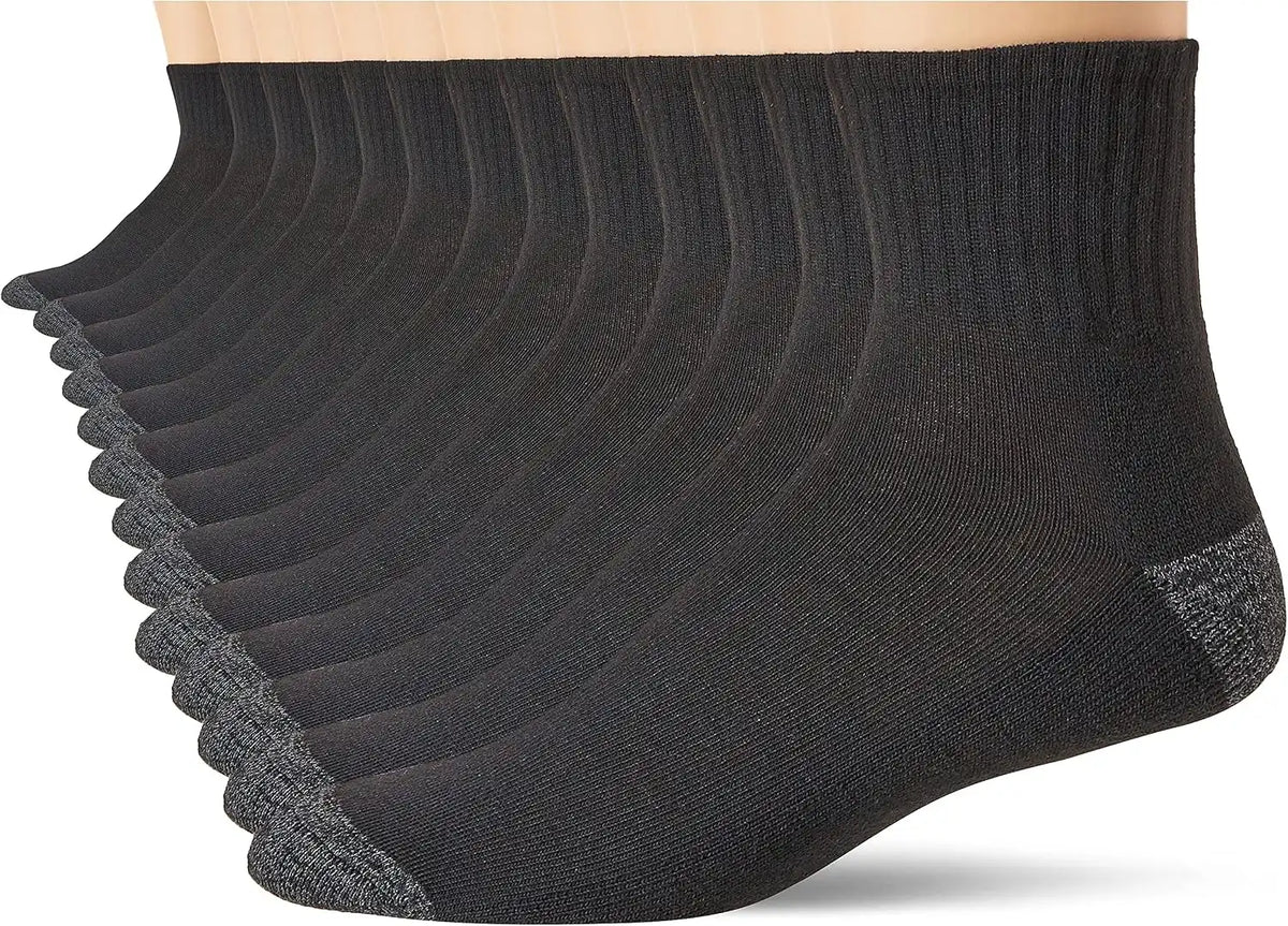 Gildan Men's Polyester Half Cushion Ankle Socks, 12-Pairs