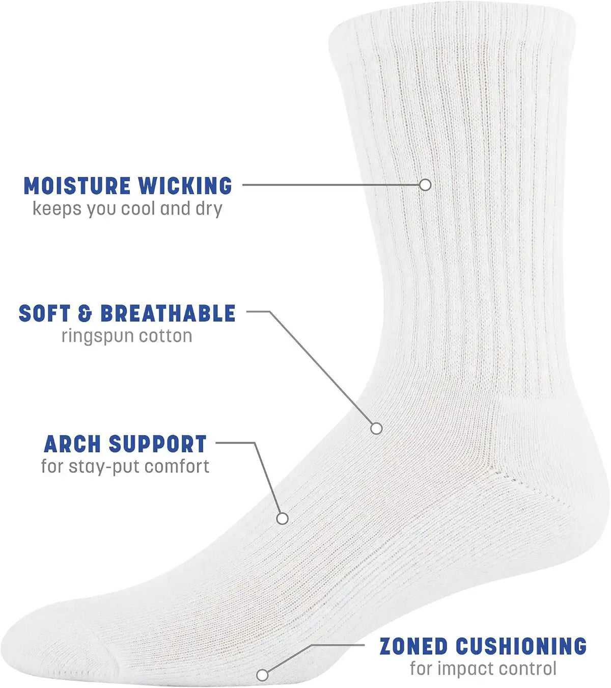 Gildan Men's Active Cotton Crew Socks (10-Pack)