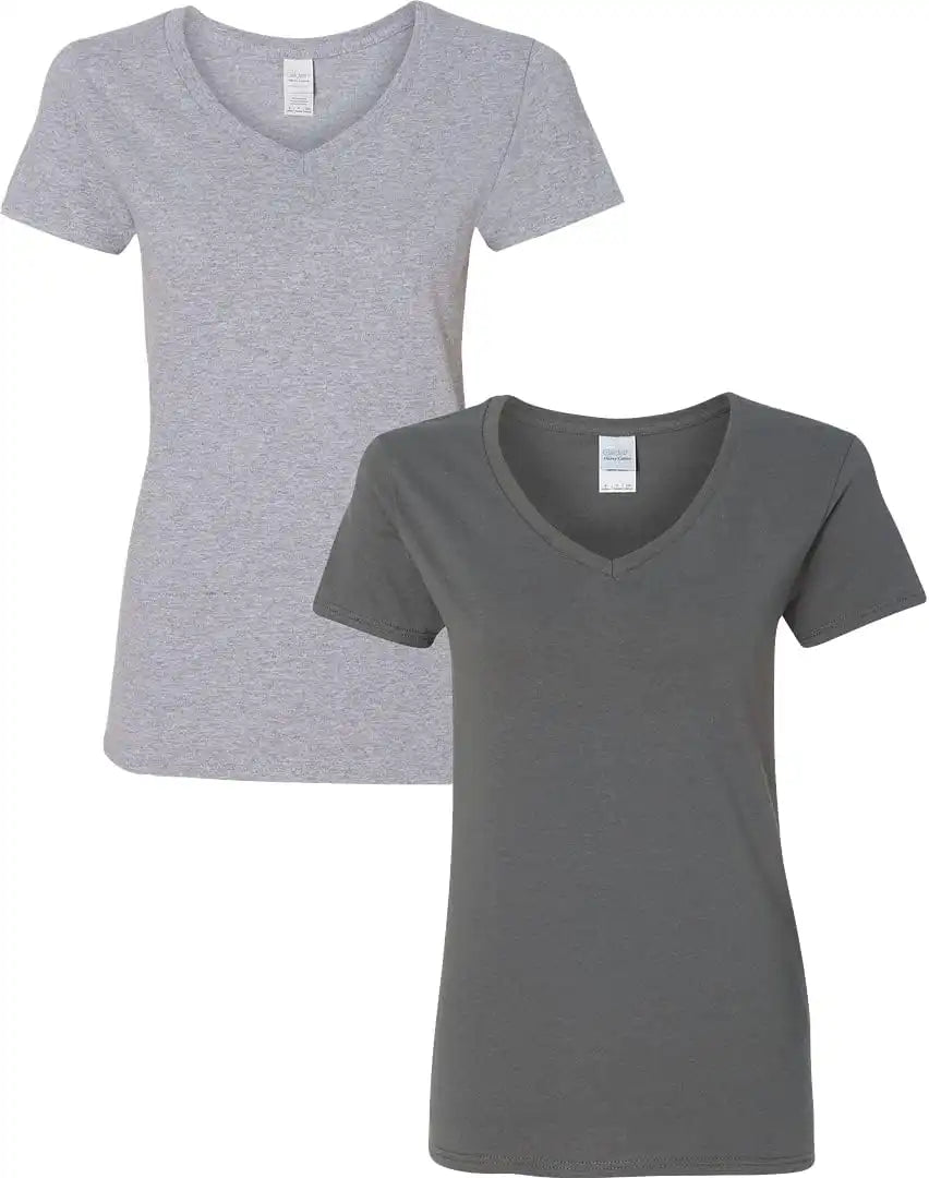 Gildan Women's Heavy Cotton V-Neck T-Shirt, 2-Pack