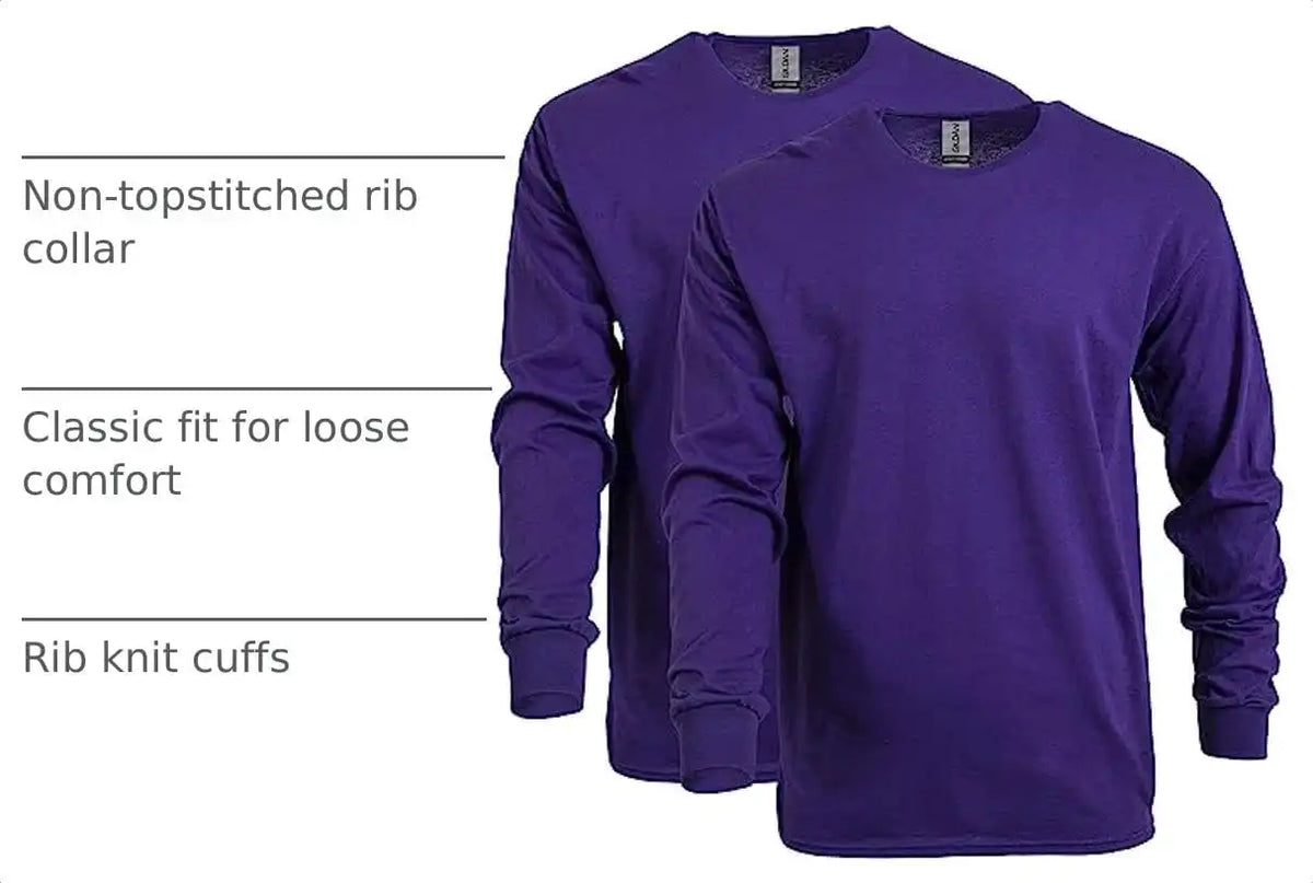 Gildan Adult Heavy Cotton Long Sleeve T-Shirt, Style G5400, 2-Pack