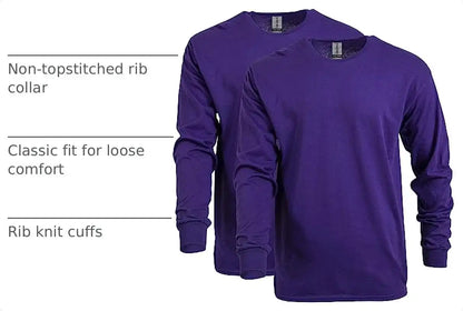 Gildan Adult Heavy Cotton Long Sleeve T-Shirt, Style G5400, 2-Pack