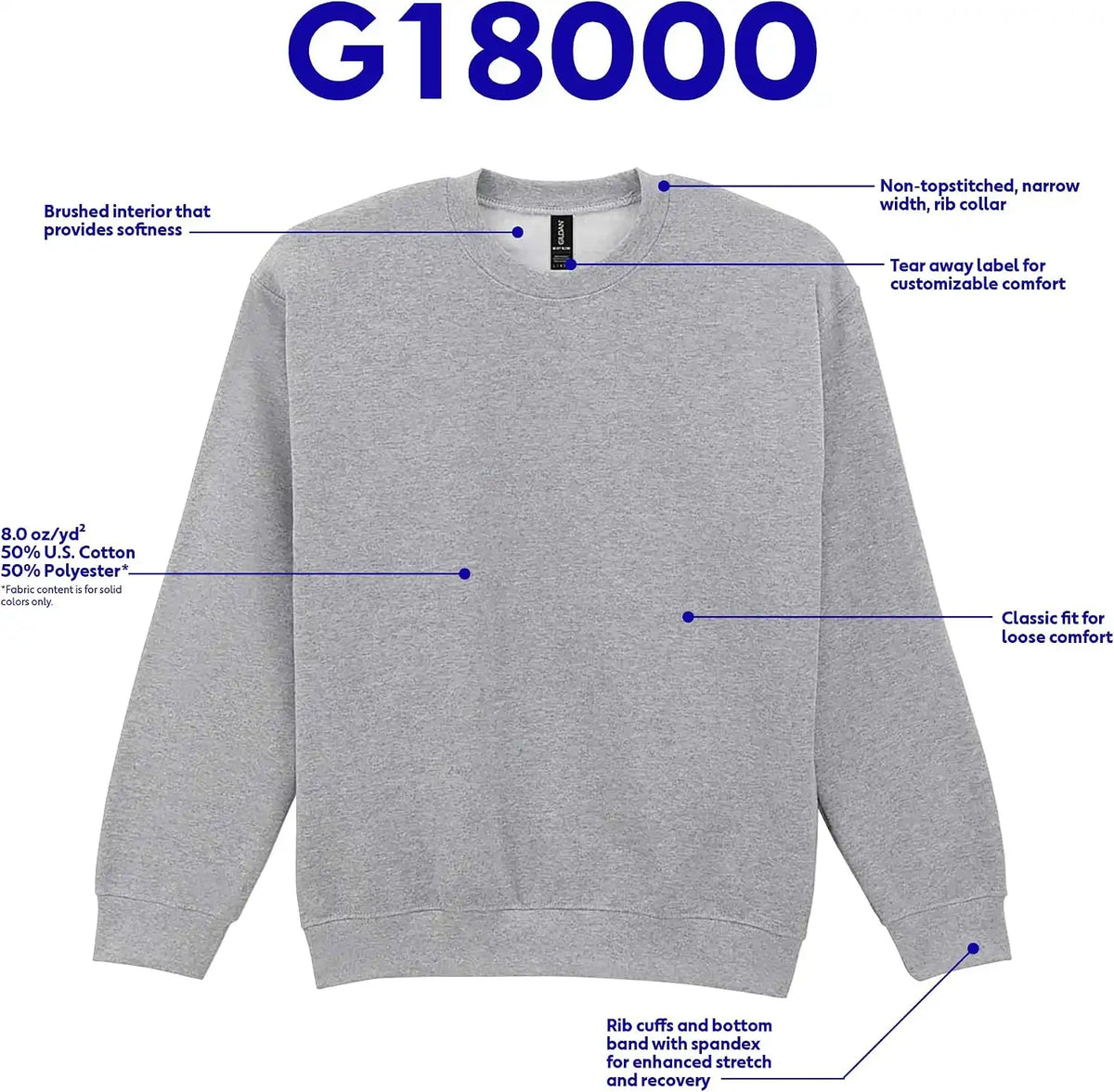 Gildan Unisex Adult Fleece Crewneck Sweatshirt, Style G18000, Multipack