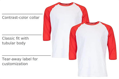 Gildan Men's Heavy Cotton 3/4 Raglan T-shirt, Style G5700, 2-pack
