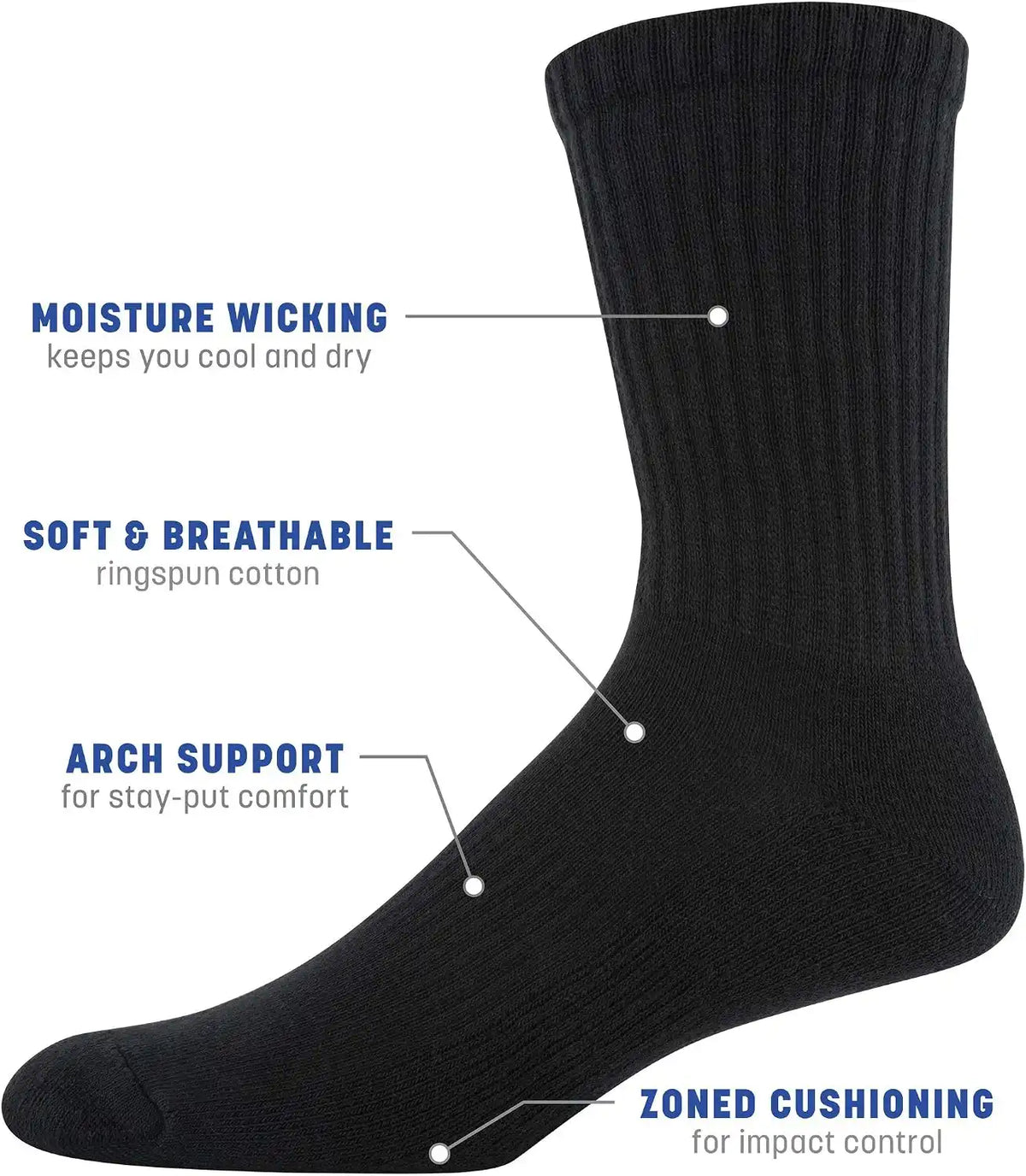 Gildan Men's Active Cotton Crew Socks (10-Pack)