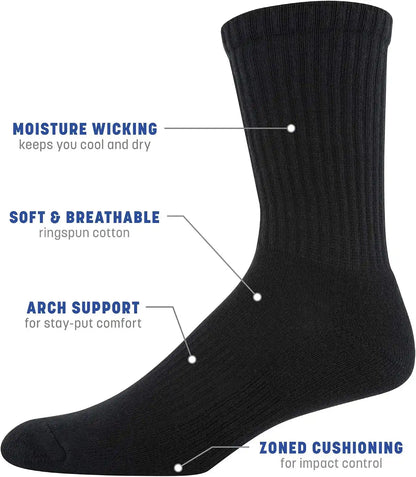 Gildan Men's Active Cotton Crew Socks (10-Pack)