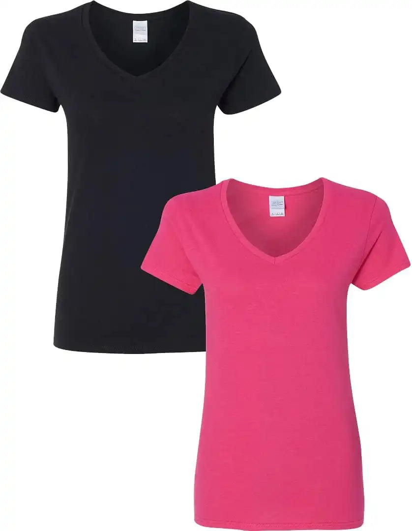 Gildan Women's Heavy Cotton V-Neck T-Shirt, 2-Pack