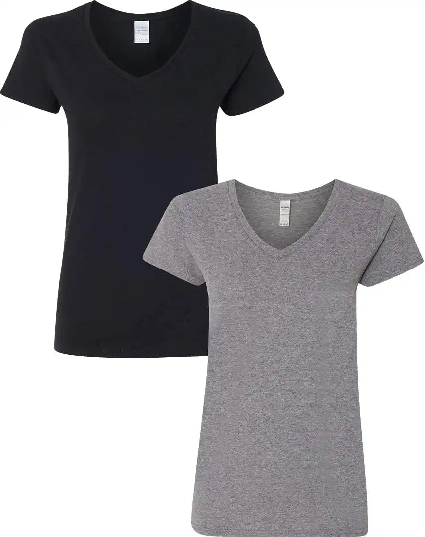 Gildan Women's Heavy Cotton V-Neck T-Shirt, 2-Pack