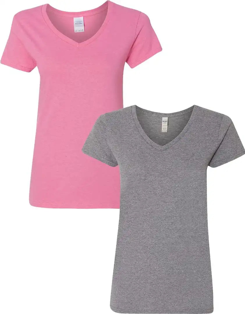 Gildan Women's Heavy Cotton V-Neck T-Shirt, 2-Pack