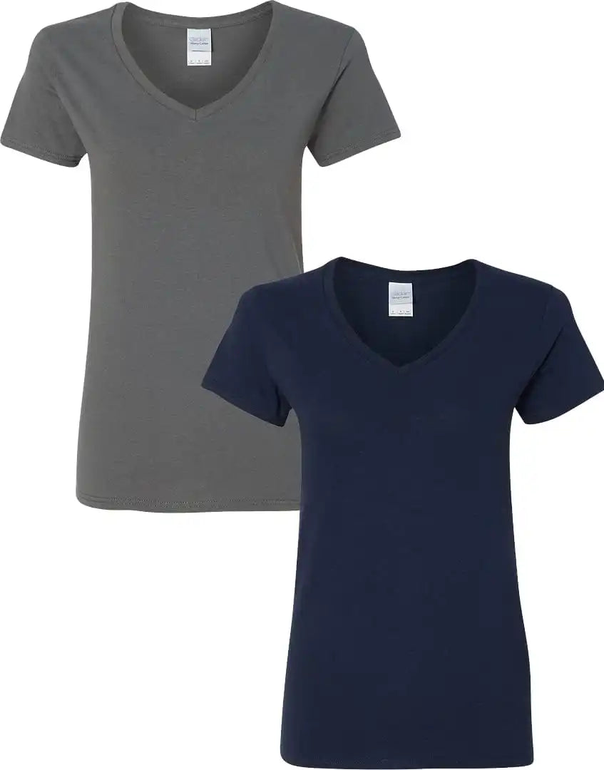 Gildan Women's Heavy Cotton V-Neck T-Shirt, 2-Pack