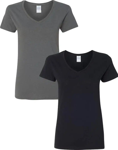 Gildan Women's Heavy Cotton V-Neck T-Shirt, 2-Pack