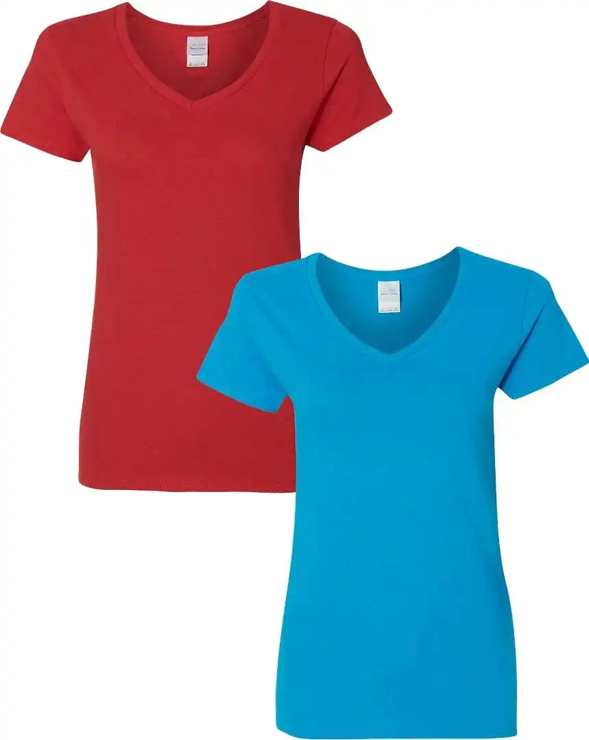 Gildan Women's Heavy Cotton V-Neck T-Shirt, 2-Pack